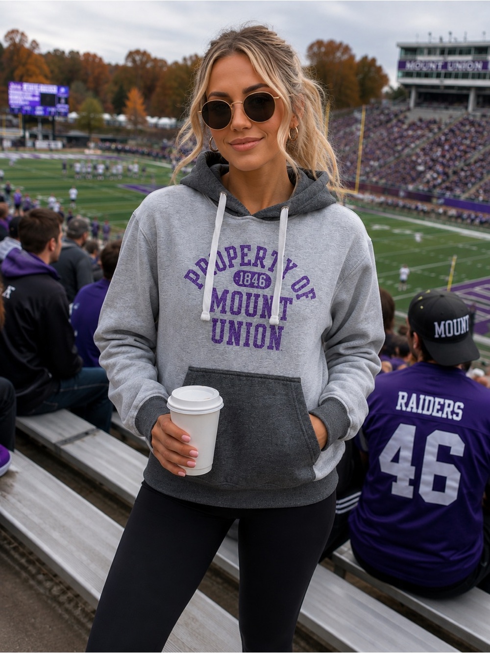 Ampersand Avenue Mount Union Property Of 1846 Hoodie Gray Purple Size Medium